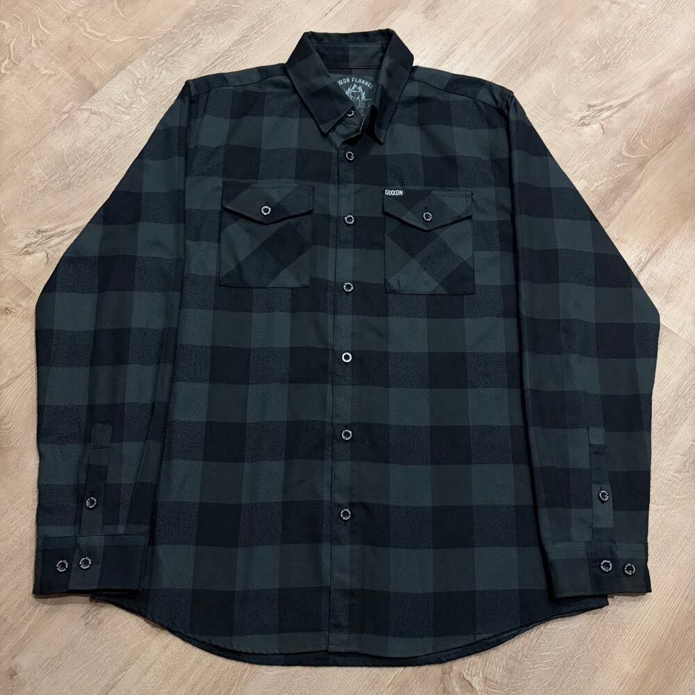 Dixxon Flannel Co. Company Form & Function Black Gray Plaid Button Shirt Men's L